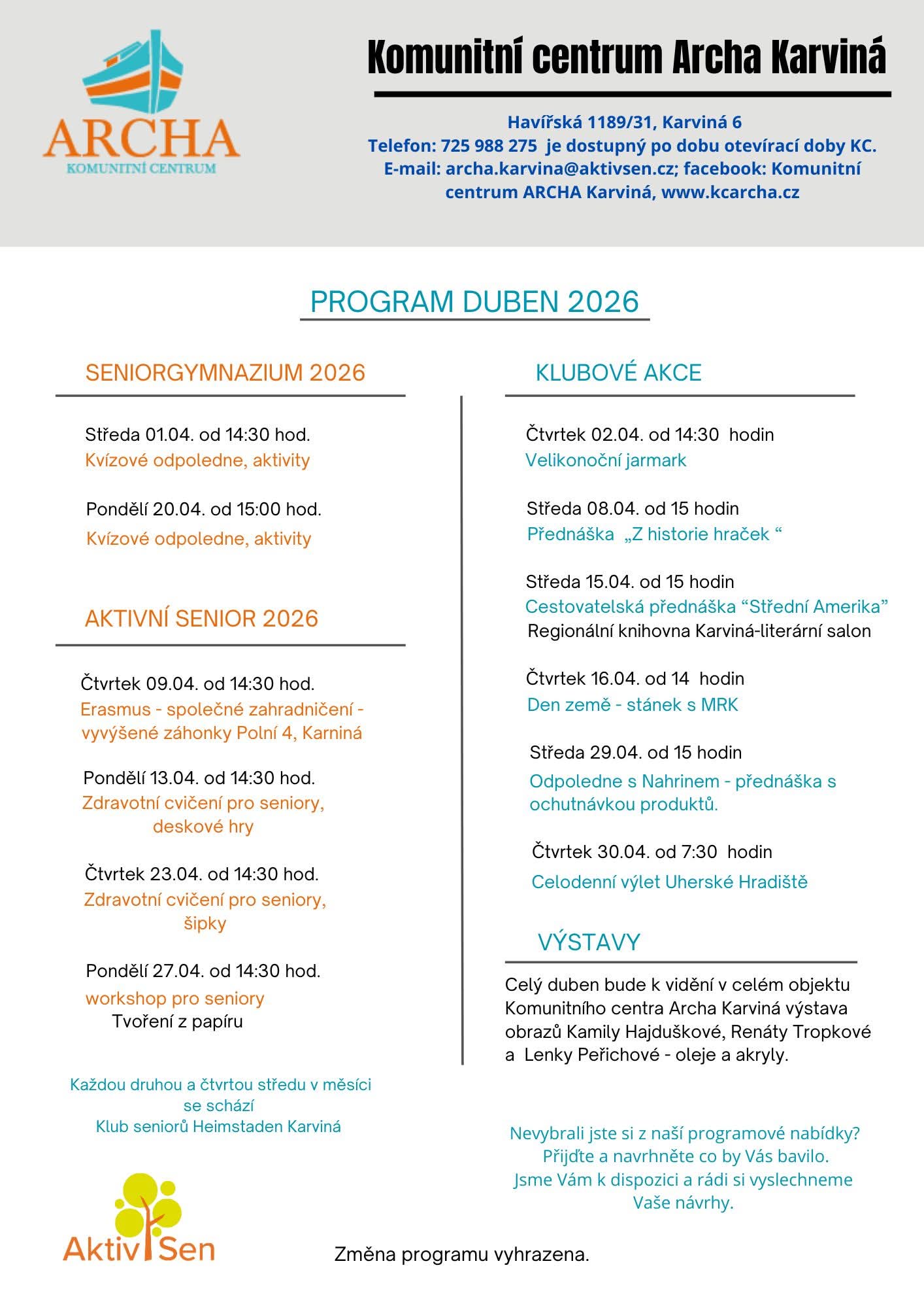 Program Duben 2026