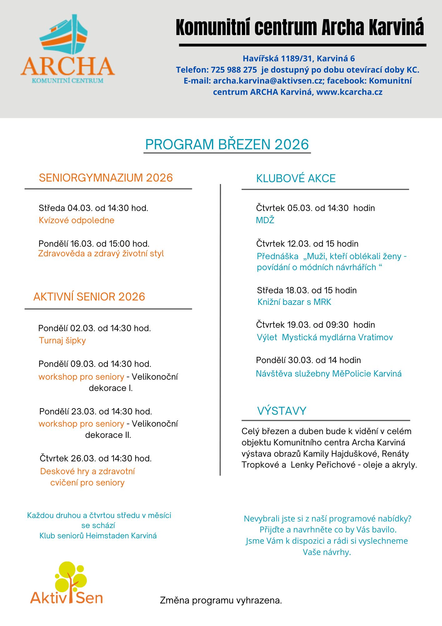 Program Březen 2026